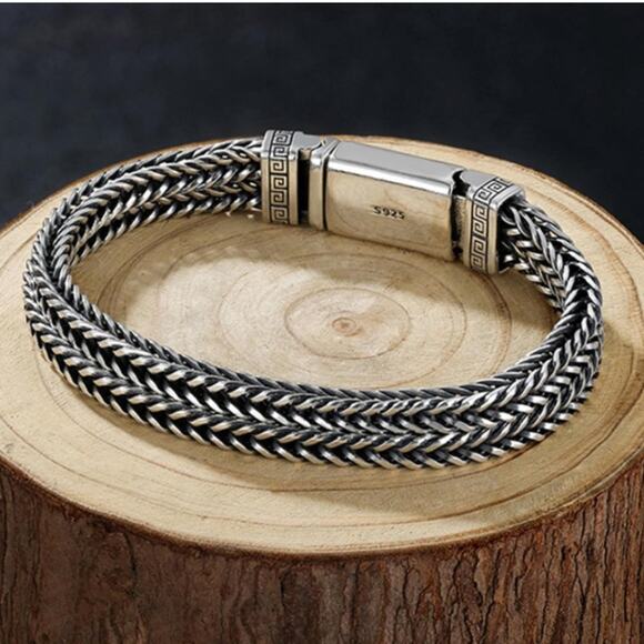 Stainless Steel Chain Link Bracelet, Mantra, Curb Hand Woven Fashion Jewelry - Picture 10 of 12